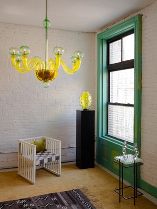 Glass lighting and sculptures in a Tribeca loft space
