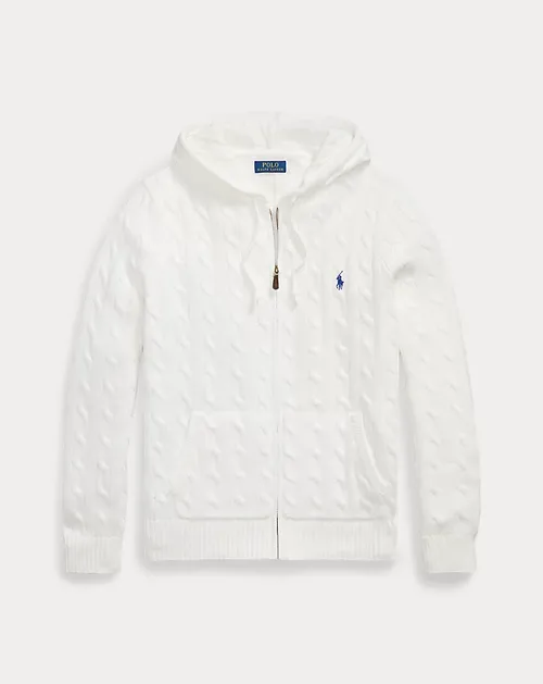 Cable Knit Cotton Hooded Sweater