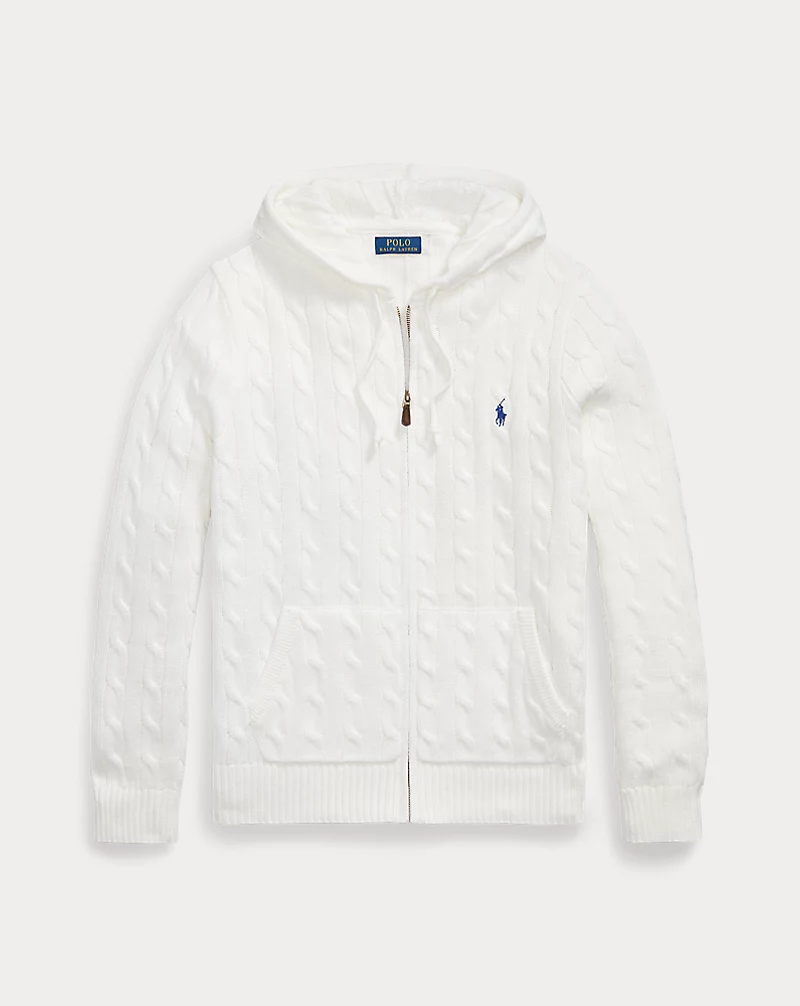 Cable Knit Cotton Hooded Sweater