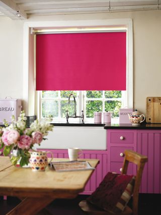 bright pink kitchen blind