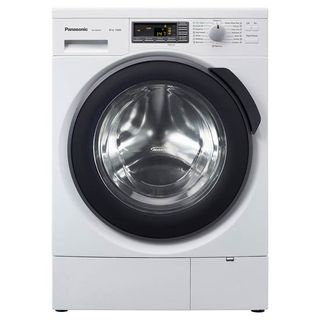 Empty Panasonic washing machine with digital display, turning knob and 3 buttons