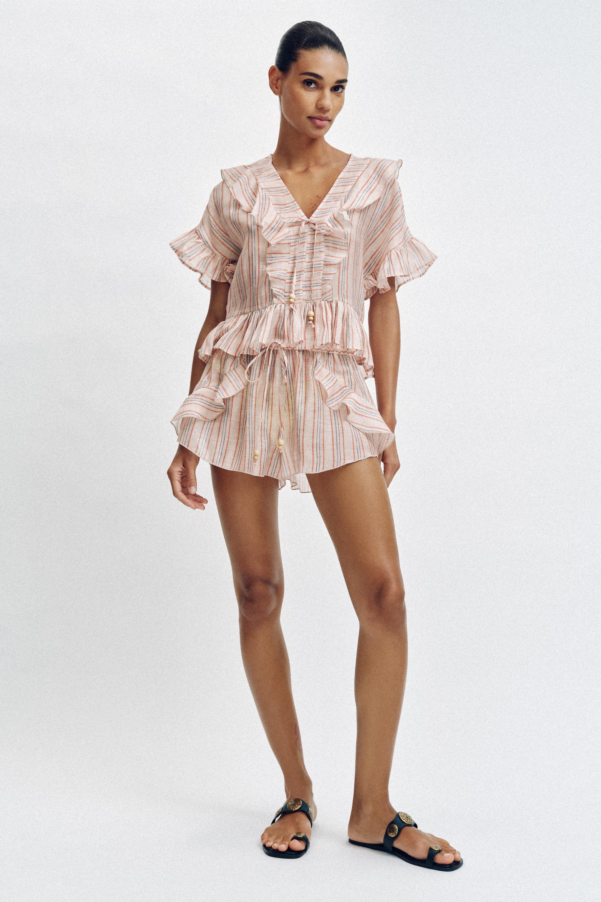 Striped Ruffled Blouse
