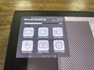 Wacom Movink review; a menu on a pen display