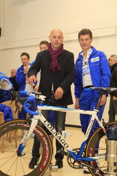 Directeur Sportif Roberto Reverberi and new signing Enrico Battaglin