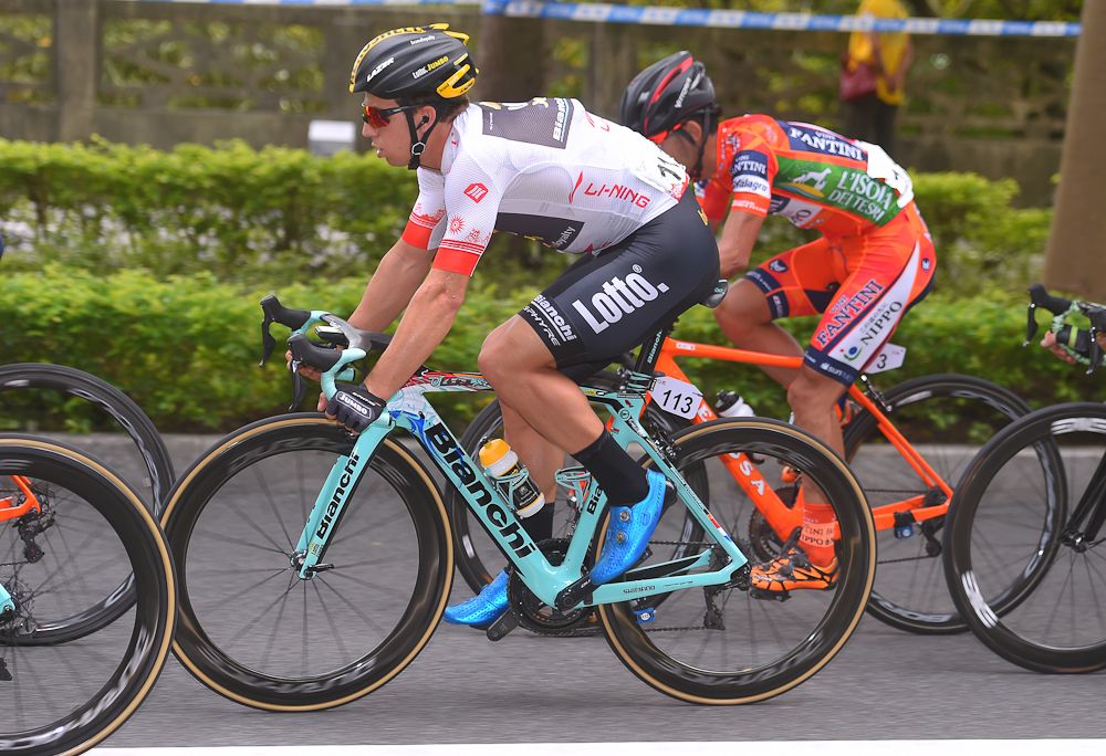 Dylan Groenewegen in white at the Tour of Guangxi