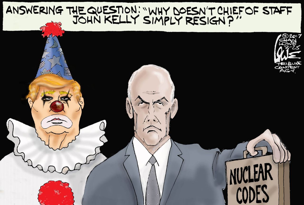 Political cartoons U.S. John Kelly nuclear codes