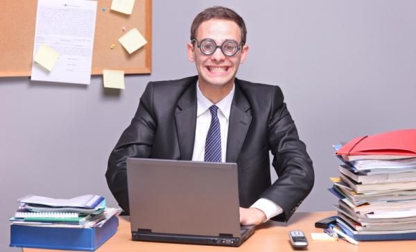 man sitting at desk