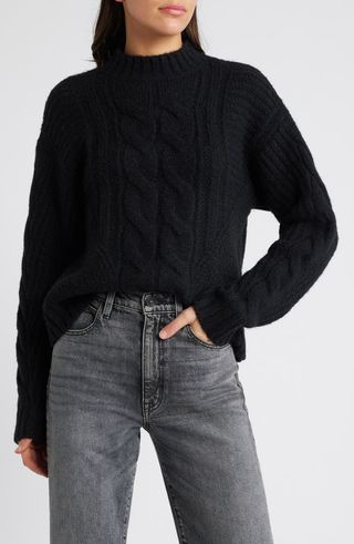 Mock Neck Cable Stitch Sweater