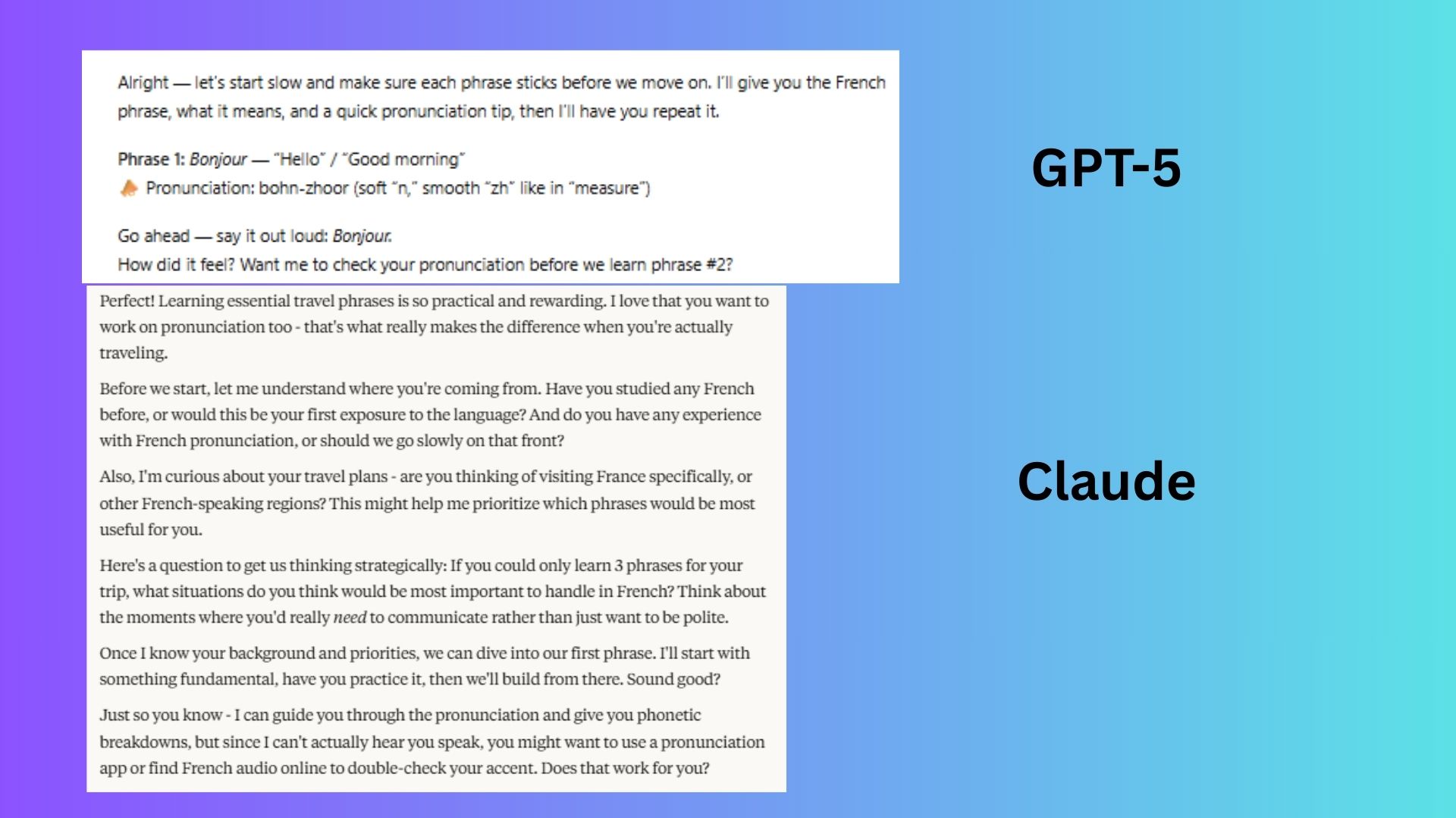 GPT-5 vs Claude screenshot