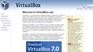 VirtualBox website screenshot