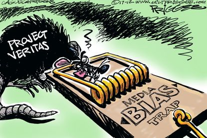 Political cartoon U.S. media bias project veritas fake news