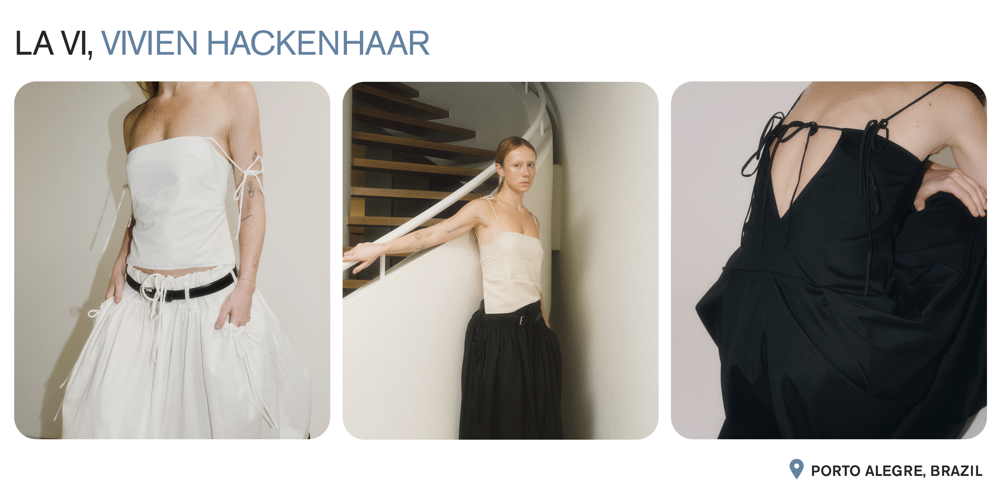 A collage showcasing collections by La Vi with the text: "La Vi, Vivien Hackenhaar" and "Porto Alegre, Brazil."