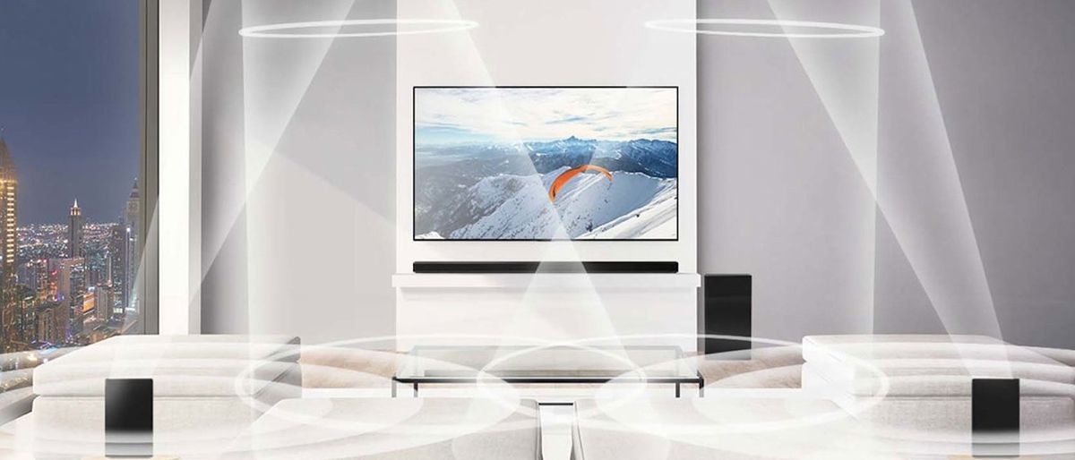 the lg sp11ra soundbar in a living room