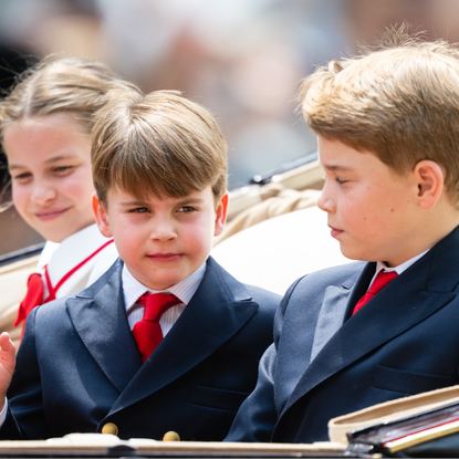 Prince George, Princess Charlotte, and Prince Louis at Trooping the Colour riding in the carriage procession