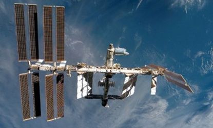The International Space Station takes about 90 minutes to orbit the earth. 