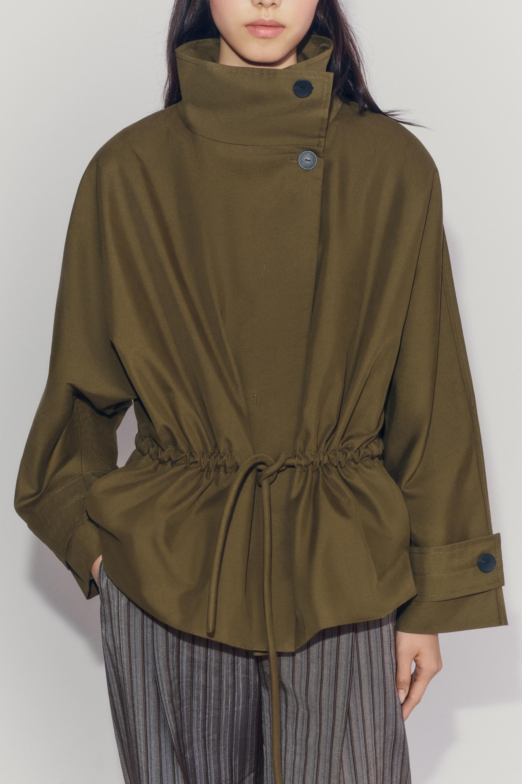 Zw Collection Oversized Parka - Olive Green - S