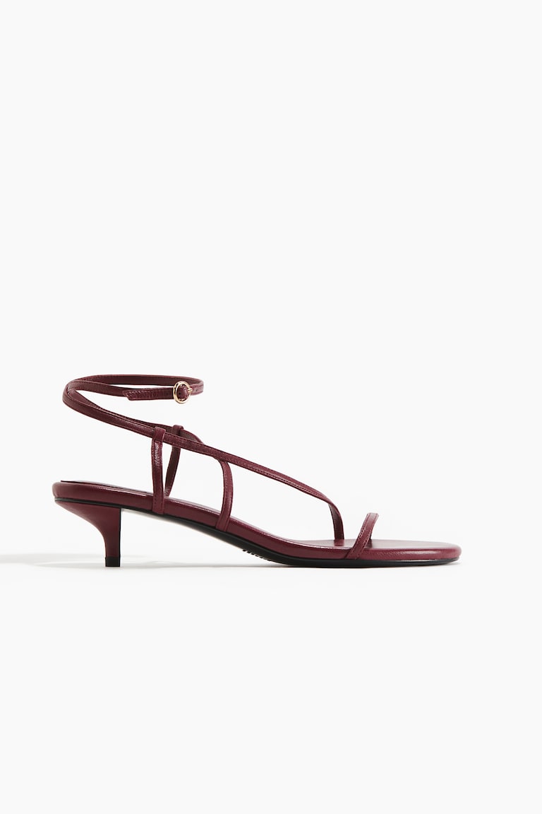 Kitten-Heeled Leather Sandals