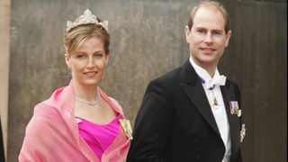 Wedding of Prince Frederik of Denmark and Mary Donaldson: arrivals at the cathedral in Copenhagen, Denmark on May 14, 2004 - Prince Edward and Sophie of Wessex.