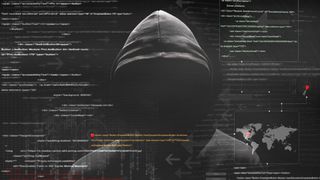 abstract image of a hacker with lines of code on a screen