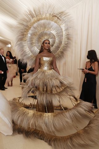 Iman attends The 2021 Met Gala Celebrating In America: A Lexicon Of Fashion at Metropolitan Museum of Art on September 13, 2021 in New York City.