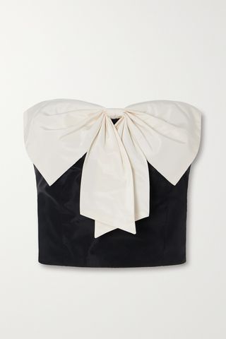 Atticus Strapless Bow-Embellished Two-Tone Satin Top