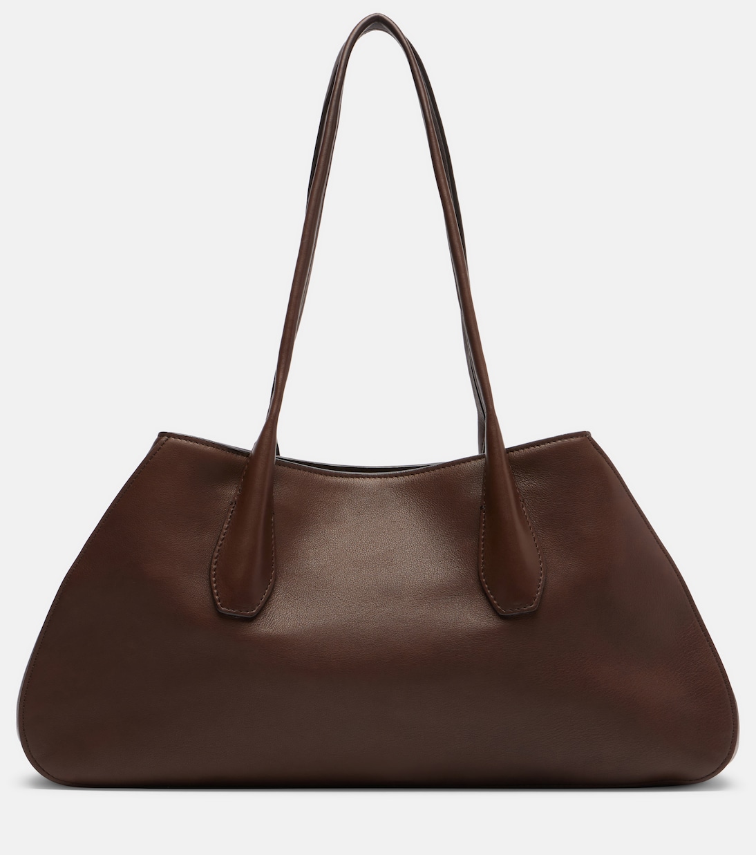 Alger Medium Leather Shoulder Bag in Brown - the Row