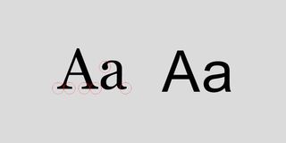 Comparison of serif and sans-serif versions of A