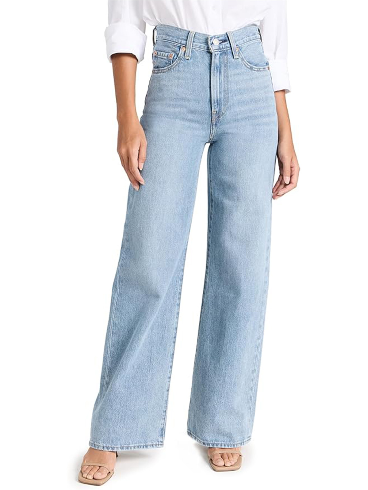 Levi's Women's Ribcage Wide Leg Jeans, Far and Wide, Blue, 27