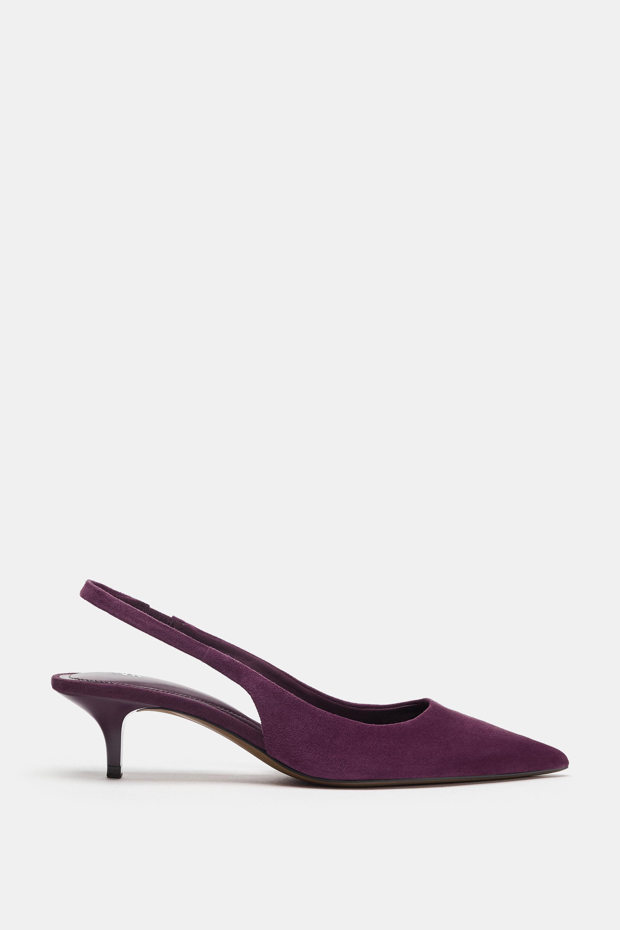 Suede Slingback Shoes - Purple - 2