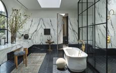 A marble-clad bathroom 