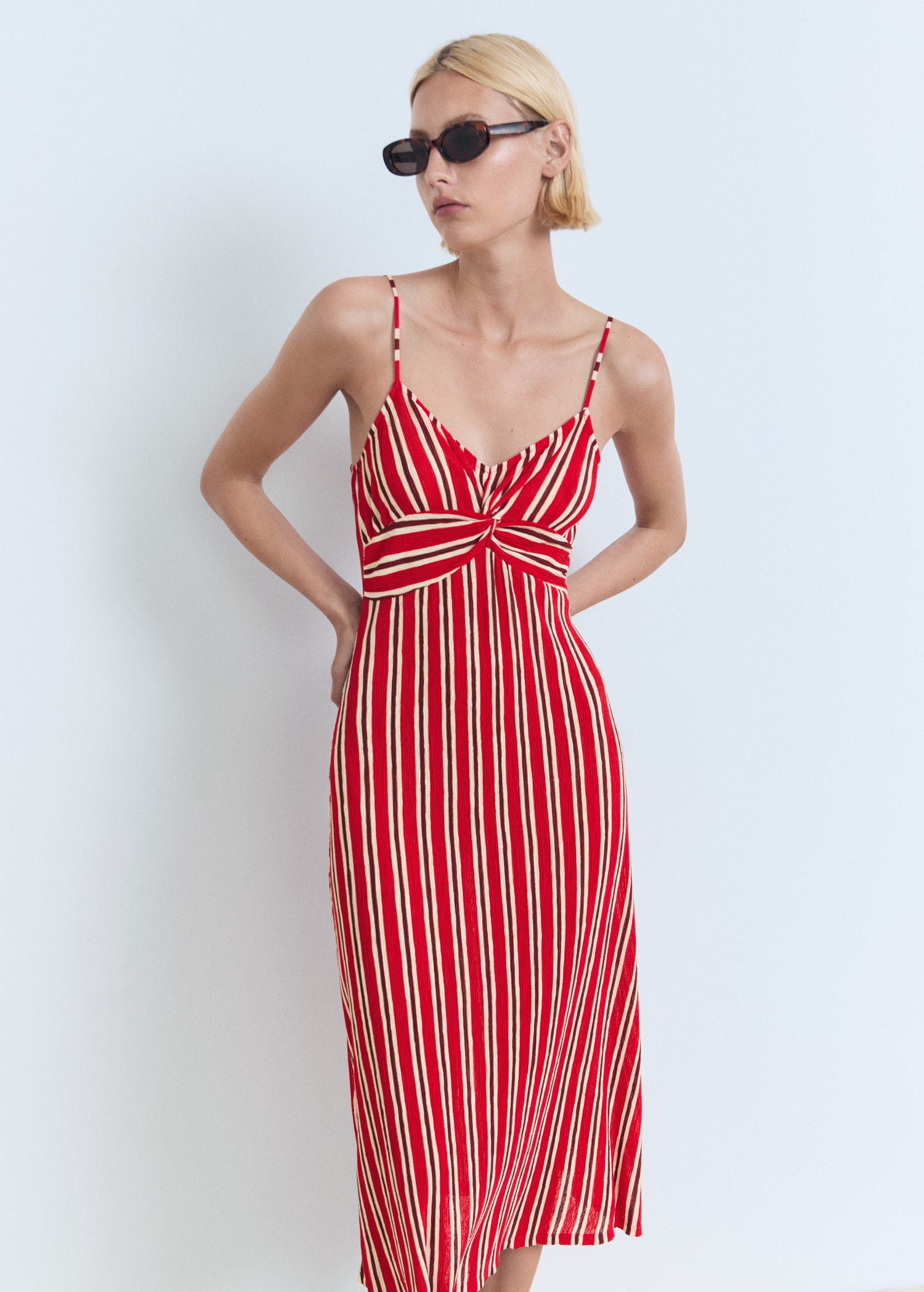 Striped Gathered Dress - Women | Mango Usa