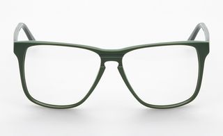 Dark green framed glasses