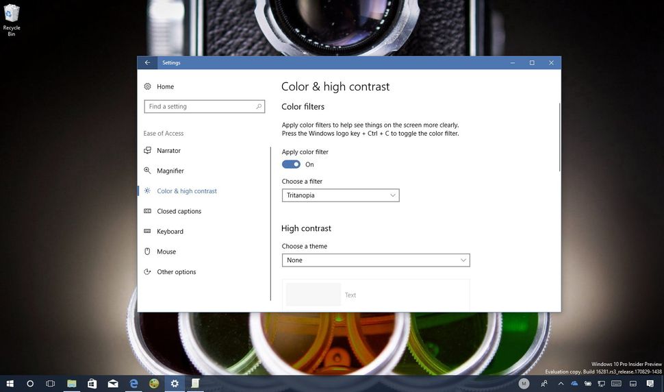 How to enable color filters in the Windows 10 Fall Creators Update