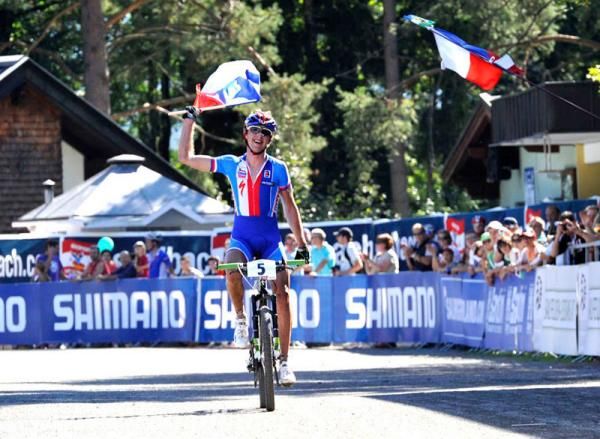 Ondrej Cink (Czech Republic) wins the under 23 men's race at the 2012 MTB world championships