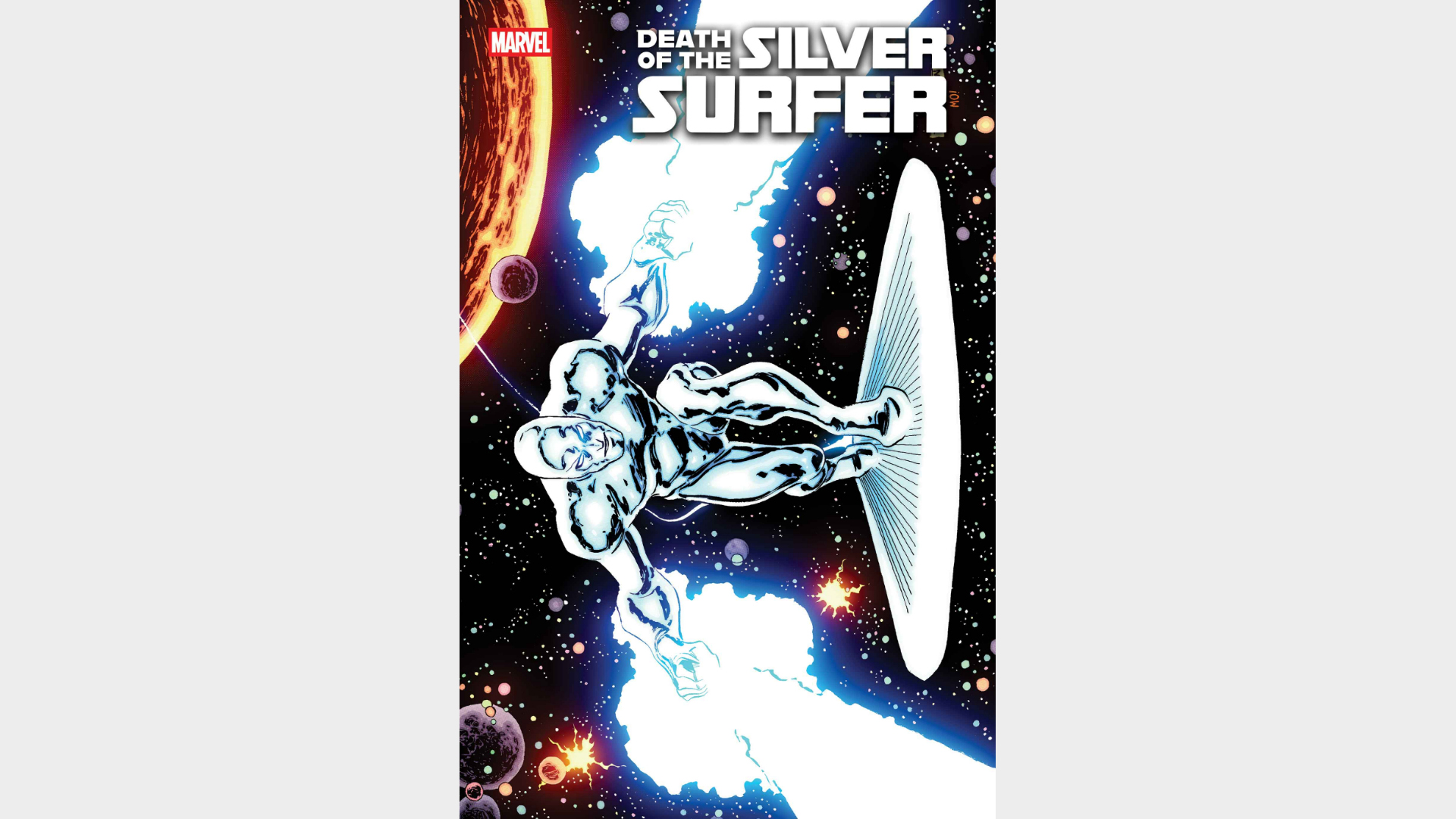 The Silver Surfer blasting energy