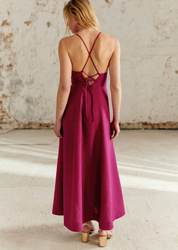 Sora Dress - Magenta - Linen - Sézane