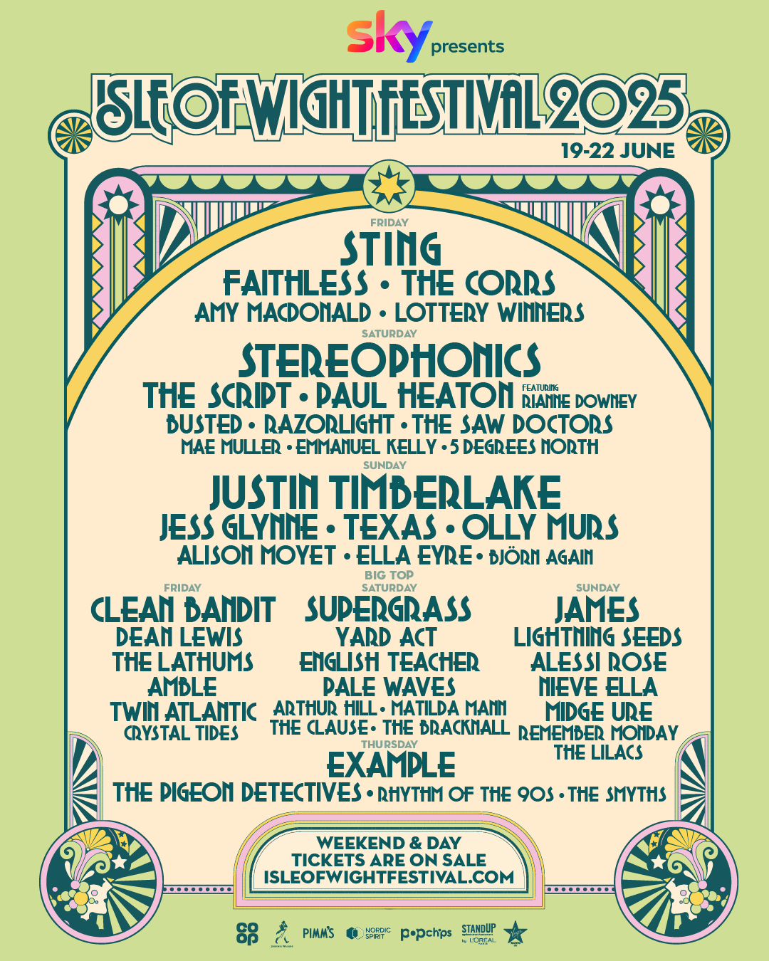 Isle Of Wight 2025 line-up poster