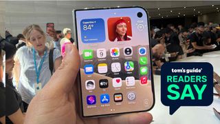 iPhone Duo closed in hand with Readers Say badge