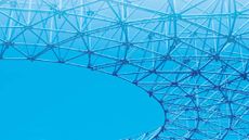 Blue sky with stadium roof rails