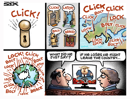 Political Cartoon U.S. Trump leave country&nbsp;