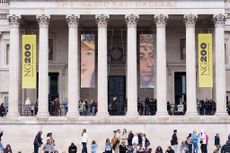 Visitors queue into the National Gallery in Trafalgar Square