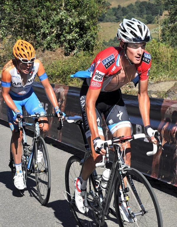 Frank Schleck (Saxo Bank) attacked on the finishing climb and was joined for a while by Tom Danielson (Garmin-Transitions)