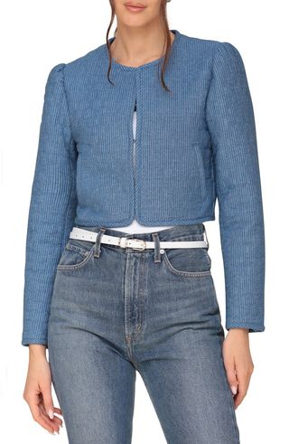 Puff Shoulder Quilted Crop Jacket