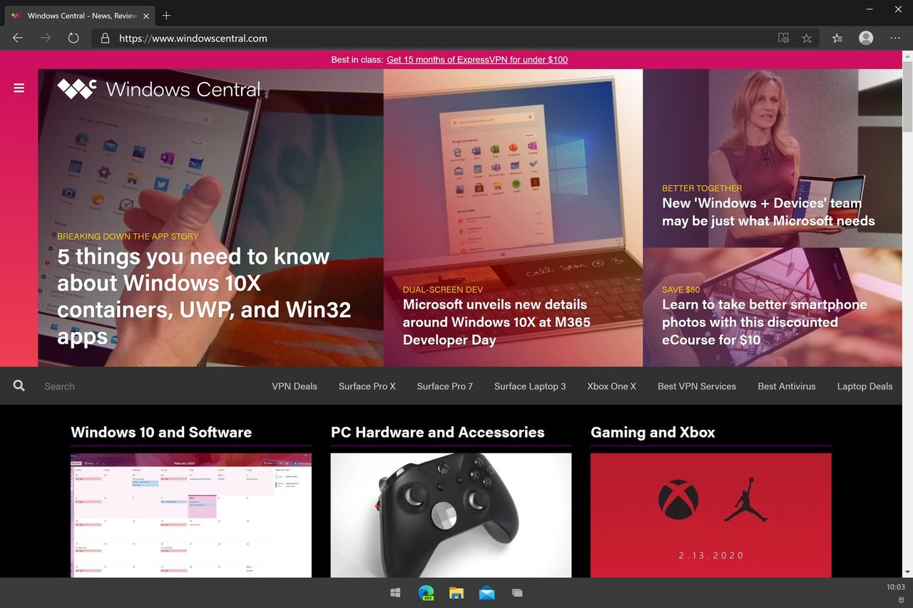 Windows 10X Edge Dark
