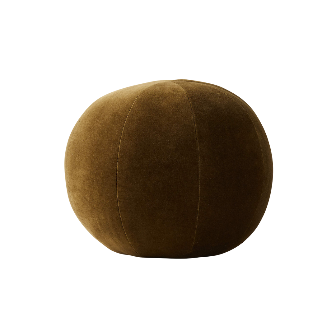 CB2, Terre Olive Green Velvet Sphere Throw Pillow