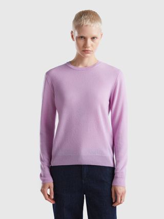 Lilac Crew Neck Sweater in Merino Wool