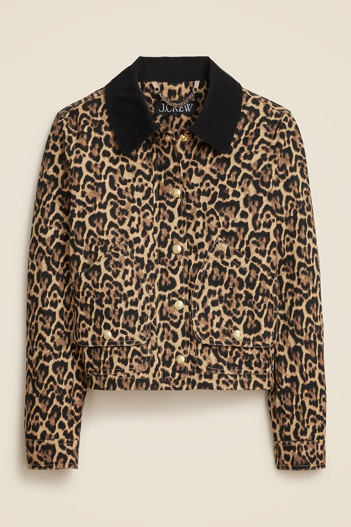 J.Crew Short Barn Jacket&amp;trade; in Leopard Cotton Canvas