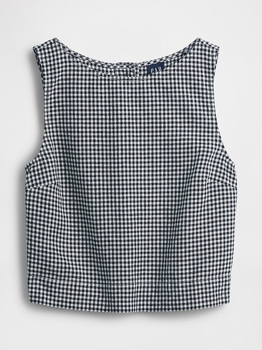 Linen-Blend Crop Shell Tank Top