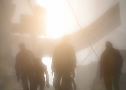 So far, the Resident Evil 5 trailer and screenshots only give us a few shadowy glimpses of the zombies - or whatever creatures they are. This shot reminds me a little bit of John Carpenter's movie