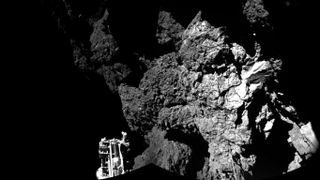 First images of a human made object touching a comet 